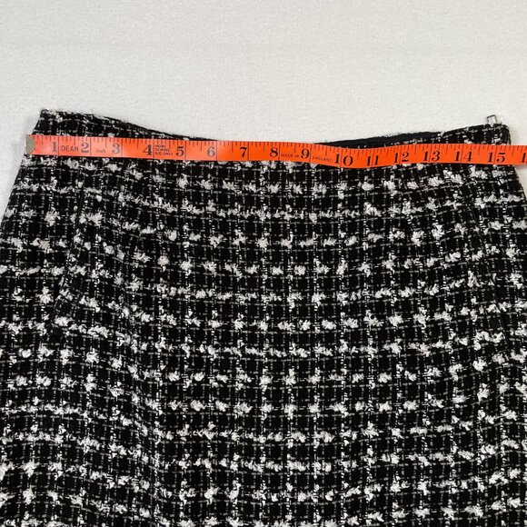 Halogen Tweed Pencil Skirt Classic Black White Knee Length Lined Size 8 - Picture 7 of 13